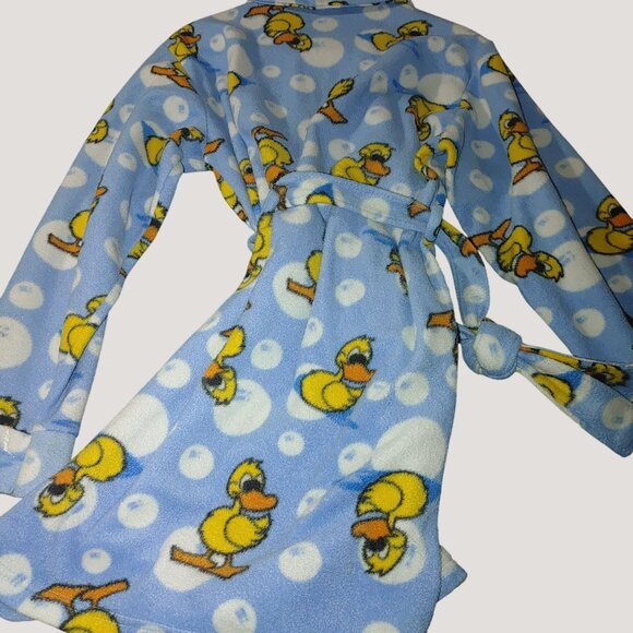 Kenzie Cloe Girls Blue Fun Rubber Duck Ducky Fleece Robe Belt ML - Picture 4 of 8